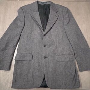 Lauren Ralph Lauren 42T Wool Blazer Herringbone Sport Coat Gray 3 Button